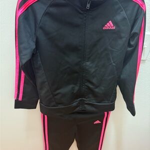 Adidas Black and Pink Athletic Tracksuit
